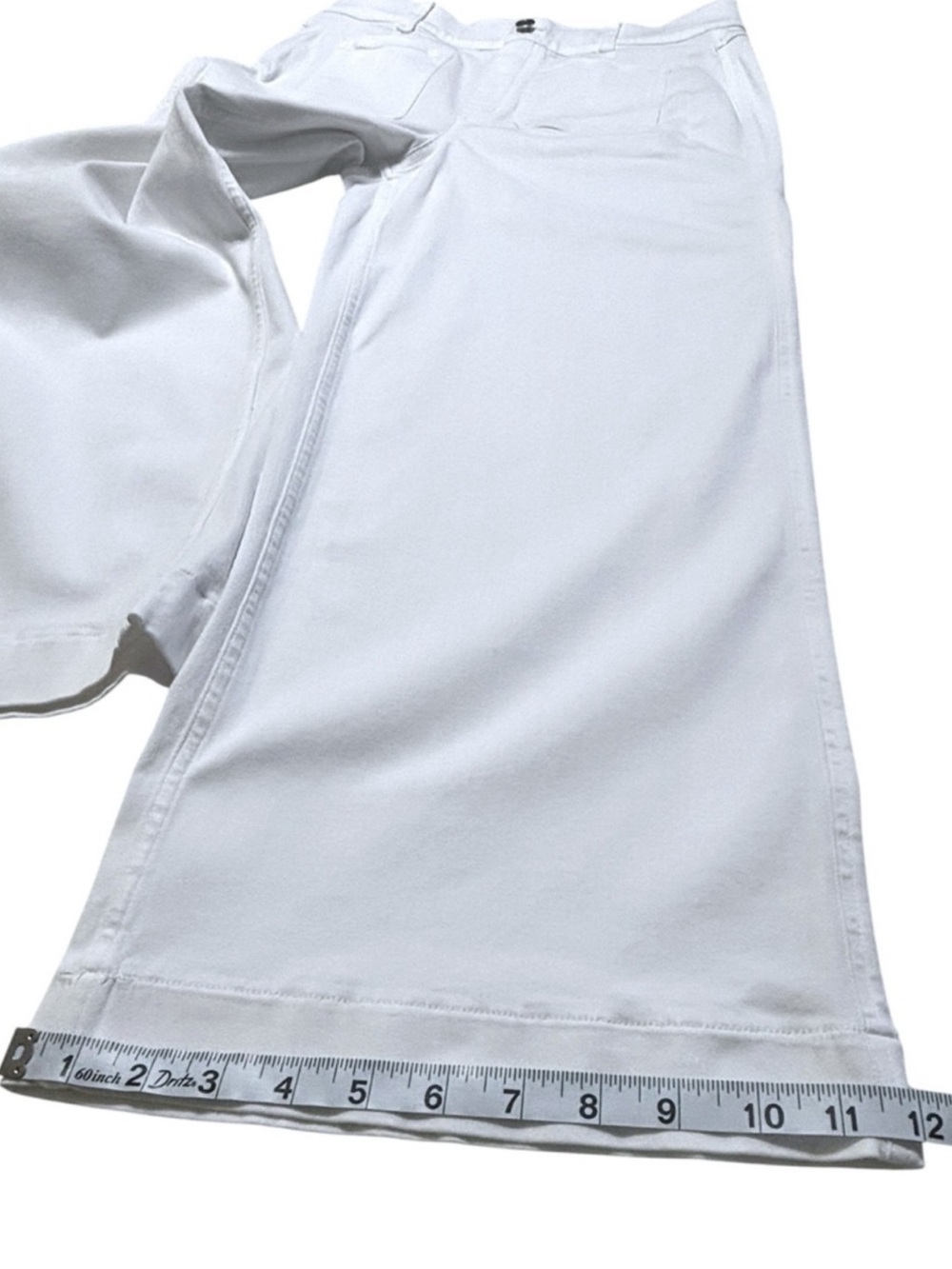 SPANX Supersmooth White Stretch Twill Cropped Wide Leg Pants Patch Pockets L - Picture 15 of 16